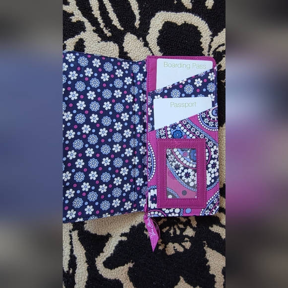 Vera Bradley Boysenberry Print Travel Wallet, Passport, ID - Picture 5 of 9